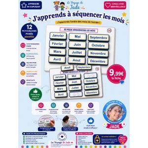 Fiche pour apprendre et ordonner les 12 mois de l'année, enfants autistes