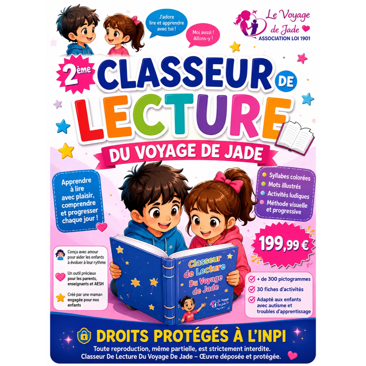 Classeur de lecture 2 du voyage de Jade version physique et personnalisé avec la photo de votre enfant